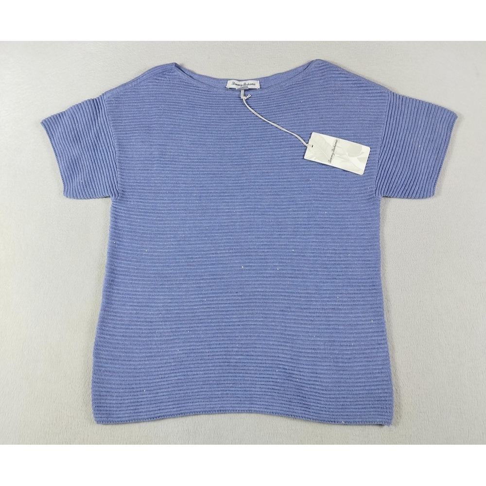 Tommy Bahama Sweater Womens Small Blue Bonita Sequin Boat Neck Short Sleeve